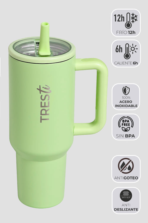 Vaso Térmico TRESti con Asa - 1.2L - Acero Inoxidable - AntiGoteo - Lima